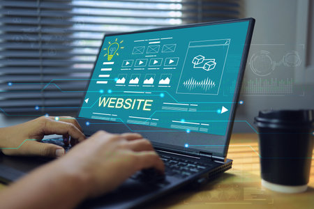 Website designer Creative planning application development draft sketch drawing template layout framework design studio . User experience design https www Web page design conceptの写真素材