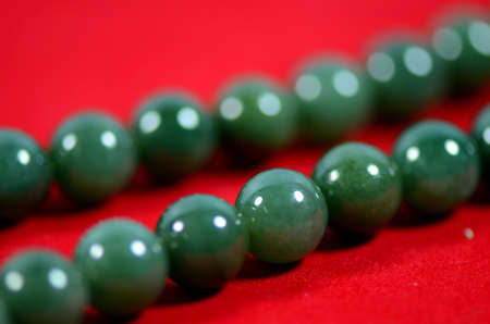 Jade beads closed-up.の写真素材