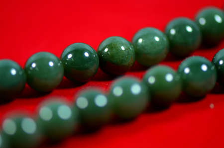 Jade beads closed-up.の写真素材