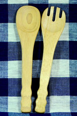 Wooden Fork and Spoon.の写真素材