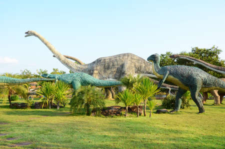 Public parks of statues and dinosaur bones at Phu-Kum-Khao in Kalasin province, northeast Thailand の写真素材