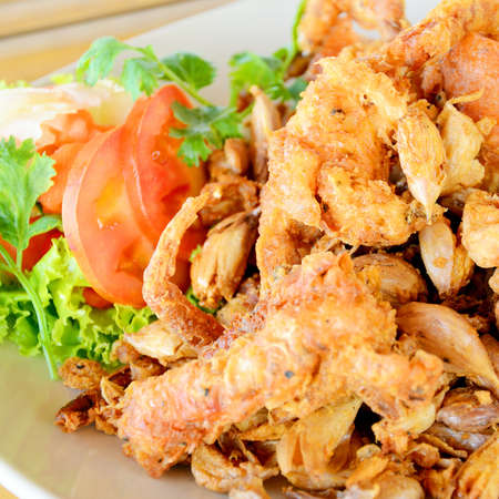 Fried soft shell crab with garlic の写真素材
