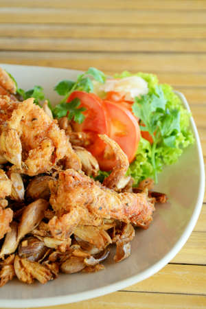 Fried soft shell crab with garlic の写真素材