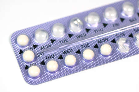 Contraceptive Pill with English Instructions の写真素材
