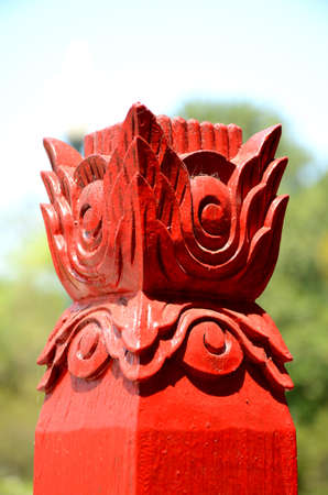 Red Craved Wood Pole の写真素材