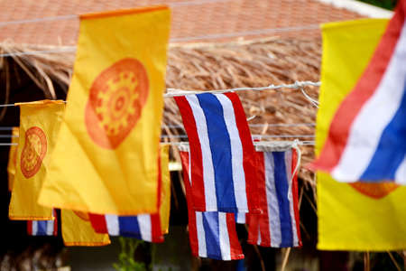 Buddhism Flag and The Flag of Thailand の写真素材