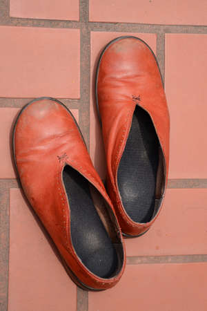 Old Leather shoes の写真素材