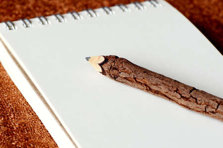 Ring Binder Note Papers with Wooden Pencil の写真素材