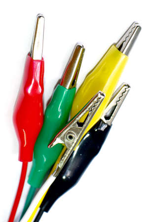 Various colors of electric clips with wire 