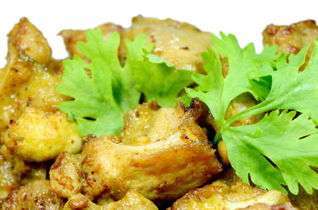 Thai Style Fried Pork Ribs Season with Tumeric  for slightly yellow colored , garlic, peppers and salt の写真素材