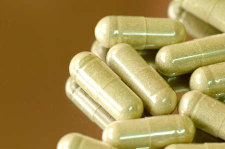 Transparent Hard Gelatin Capsules filled with Herbal medicines の写真素材