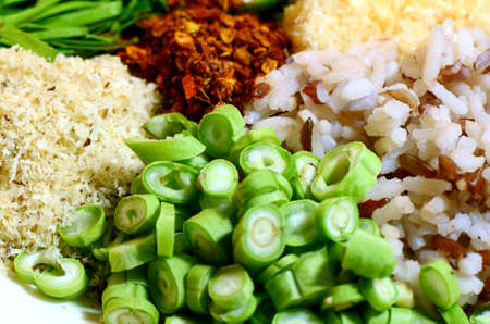 Thai Cuisine  Khao Yam in Southern Style   A kind of rice salad with plenty of vegetable dressing with special salad dressing called  Budu  の写真素材