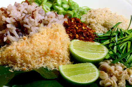 Thai Cuisine  Khao Yam in Southern Style   A kind of rice salad with plenty of vegetable dressing with special salad dressing called  Budu  の写真素材