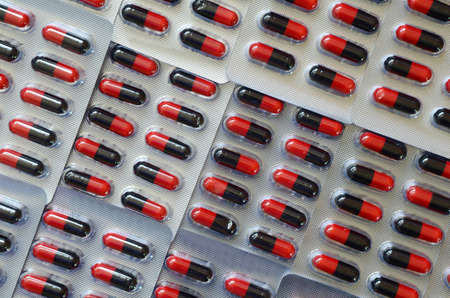 Colorful of oral medications in transparent strips 
