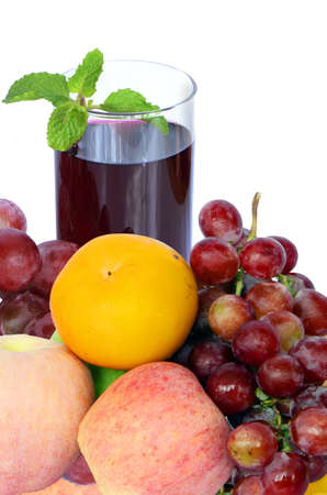 Grape juice and fresh fruits from China の写真素材