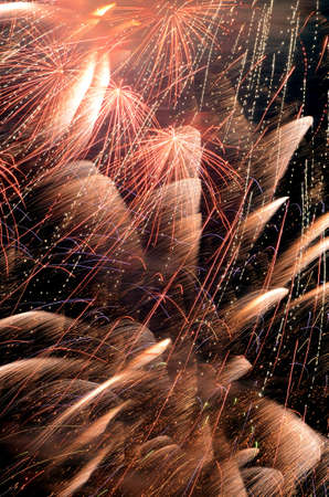 abstract background of explosion line of firework in closed-up on dark sky 