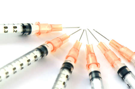 Tuberculin syringe with 26G  needle on white background の写真素材