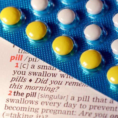 Colorful oral contraceptive pill の写真素材
