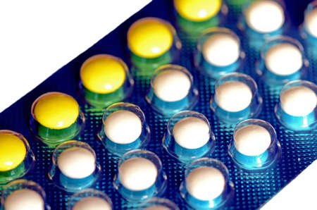 Colorful oral contraceptive pill の写真素材