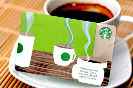 A new Starbucks card available for member in Thailand  Starbucks is the largest coffee franchises in the world, currently のeditorial素材