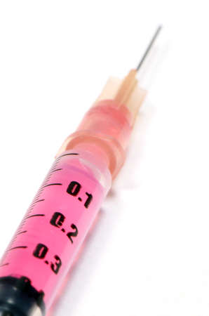 Injection medication syringe with very small scale  Tuberculin syringe with 26G  needle on white background の写真素材