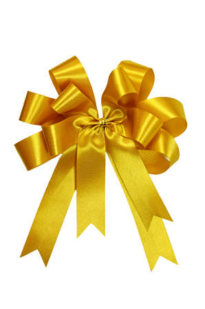 Golden Color Ribbon Isolated on White の写真素材