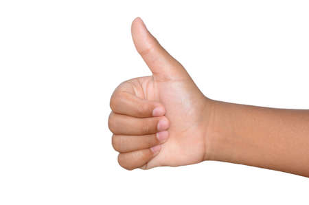 Thumbs Up hand isolated on whiteの写真素材