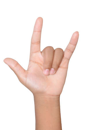 Love hand sign isolated on white の写真素材