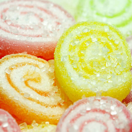 Colorful gummy sweets with a lot of sugar and brightly color の写真素材