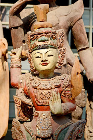 Teak Wood Craved in Burmese Style  Very Best Craved Teak Wood Art in Myanmar Made in Mandalay, The Old City of Religion and Culture の写真素材