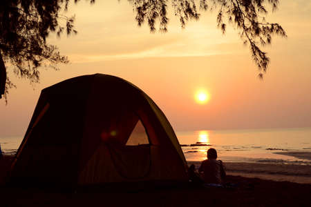 Camping at The Beach の写真素材