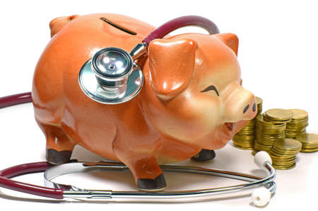 Checking The Saving Money Concept on White Background の写真素材