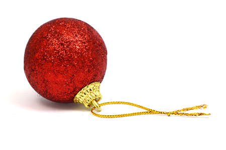 Red Decorating Ball Isolated on White Background の写真素材