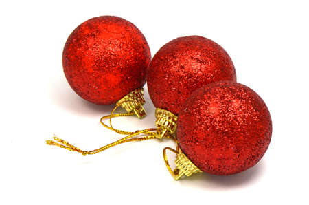 Red Decorating Ball Isolated on White Background の写真素材