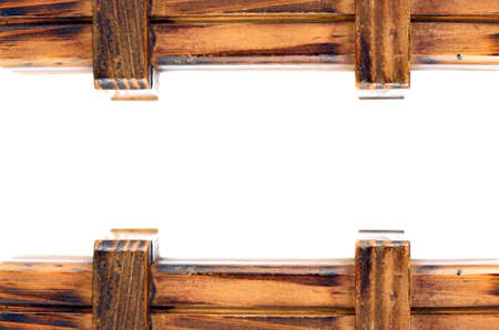 Designed Wood Frame Isolated on White Background の写真素材