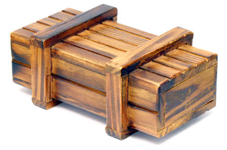 Old Wooden Box Isolated on White Background の写真素材