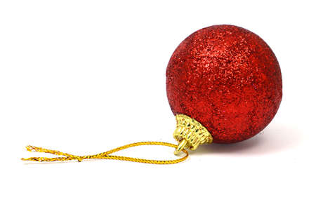 Red Decorating Ball Isolated on White Background の写真素材