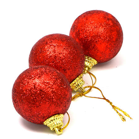 Red Decorating Ball Isolated on White Background の写真素材