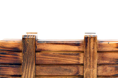 Designed Wood Frame Isolated on White Background の写真素材