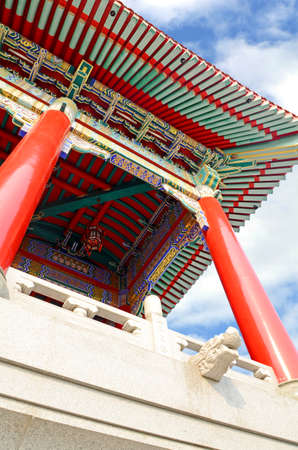 Chinese roof pattern of grand Chinese Temple with fantastic design, pattern and color の写真素材