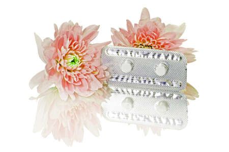 Emergency Contraceptive Pills, Morning-After Pills or Post-coital Pills Isolated on White Background with Clipping Path の写真素材