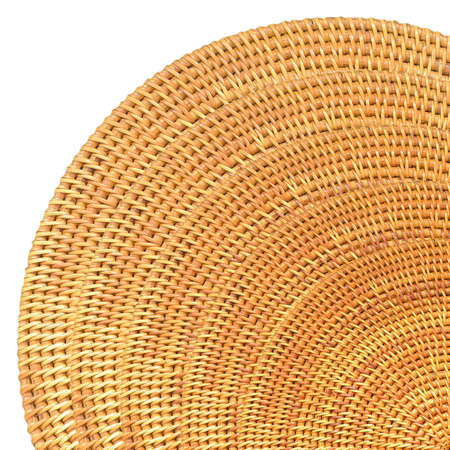 Woven Rattan in Round Pattern Isolated on White Background with Clipping Path の写真素材