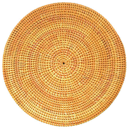 Woven Rattan in Round Pattern Isolated on White Background with Clipping Path の写真素材