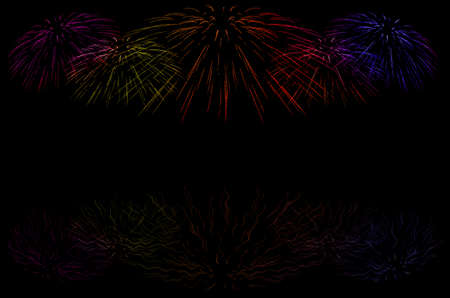 abstract background of explosion line of firework in closed-up on dark sky.の写真素材
