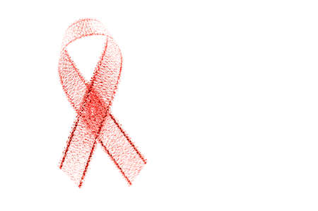 World Aids Day Red Ribbon Sign on White Background.の写真素材