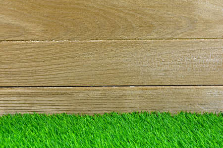 Artificial Turf and Old Wood for Background and shelf Display.の写真素材