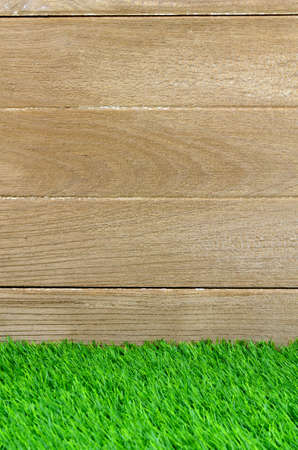Artificial Turf and Old Wood for Background and shelf Display.の写真素材