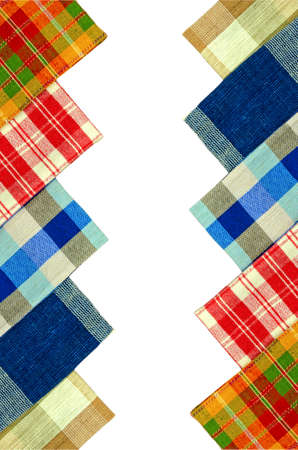 Collection of Thai Handmade Tablecloth Made from Cotton and Silk Isolated on White Background with...