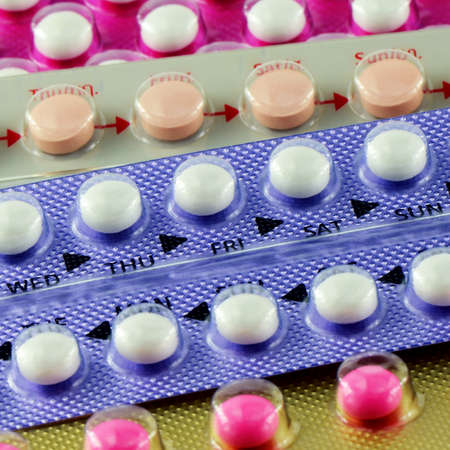 Colorful oral contraceptive pill.の写真素材