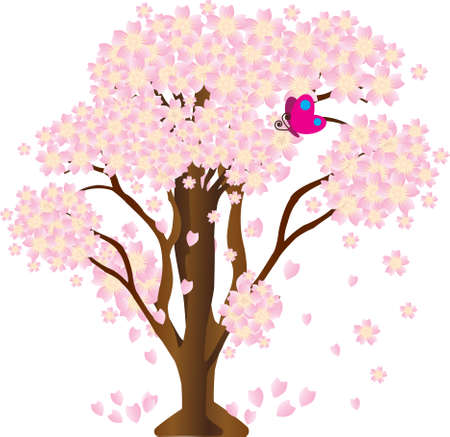 Sakura Vector. Cherry Blossom Tree Vector.のイラスト素材